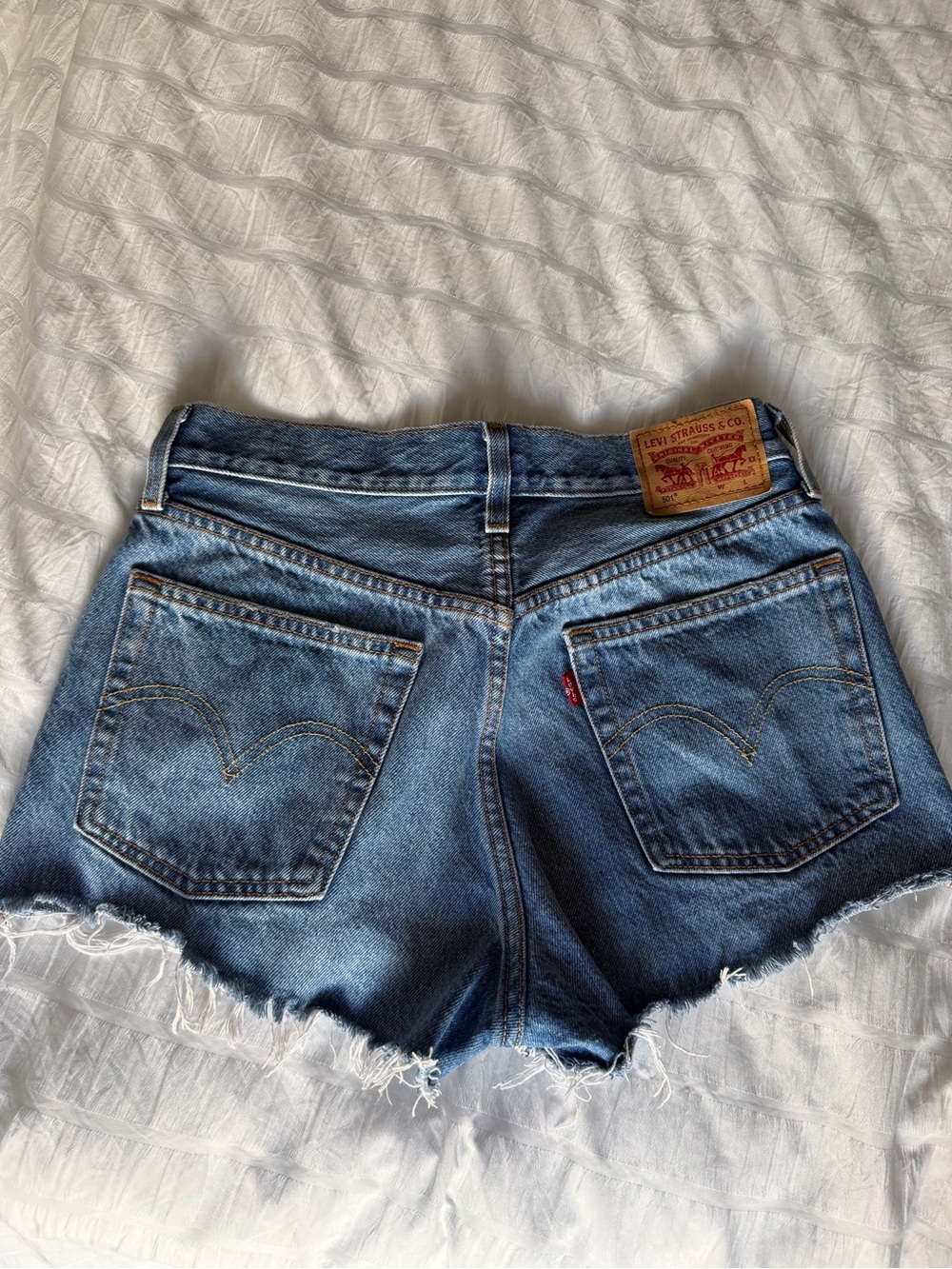 Levi's Women's Medium Blue Denim Cutoff Shorts with Frayed Hem